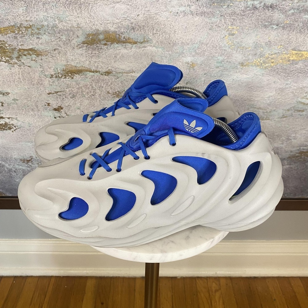 Adidas AdiFOM Q Shoes Mens Size 10 Gray Blue Foam Clog Cutout Sneakers
